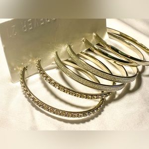 Forever 21 silver with glitter,  rhinestone hoops, 3 pack